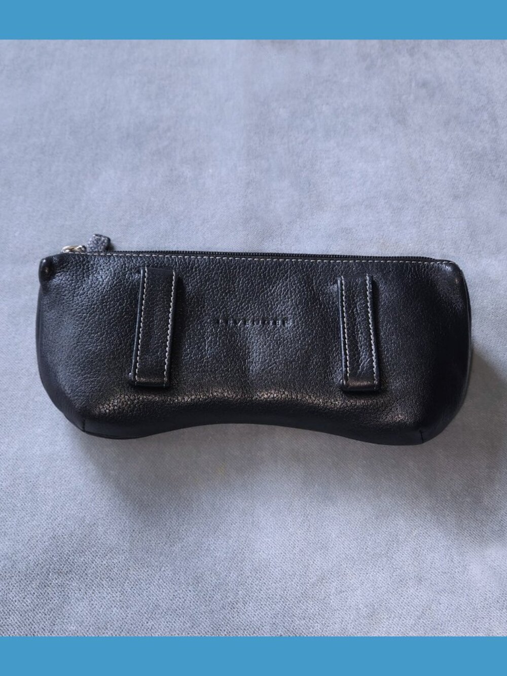 Levenger Double Eyeglass Leather Belt Loops Travel Padded Zip Soft Case